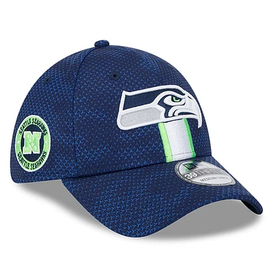 Casquette flexible New Era College Navy Seattle Seahawks 2024 Sideline 39THIRTY pour hommes
