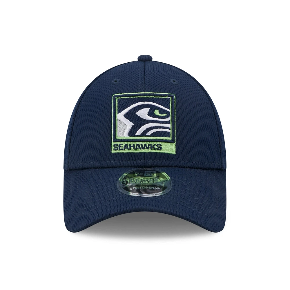 Men's New Era College Navy Seattle Seahawks A-Frame - 9FORTY Snapback Hat