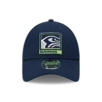 Men's New Era College Navy Seattle Seahawks A-Frame - 9FORTY Snapback Hat