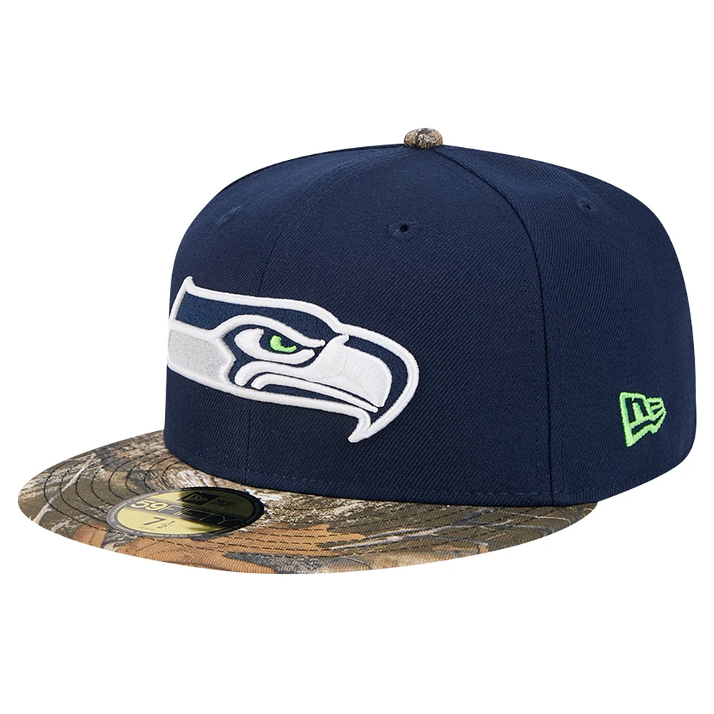 Casquette ajustée 59FIFTY Seattle Seahawks Active bicolore camouflage New Era College Navy pour homme