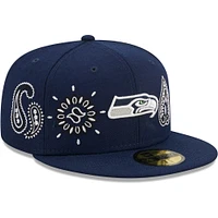 Men's New Era College Navy Seattle Seahawks Bandana 59FIFTY - Fitted Hat