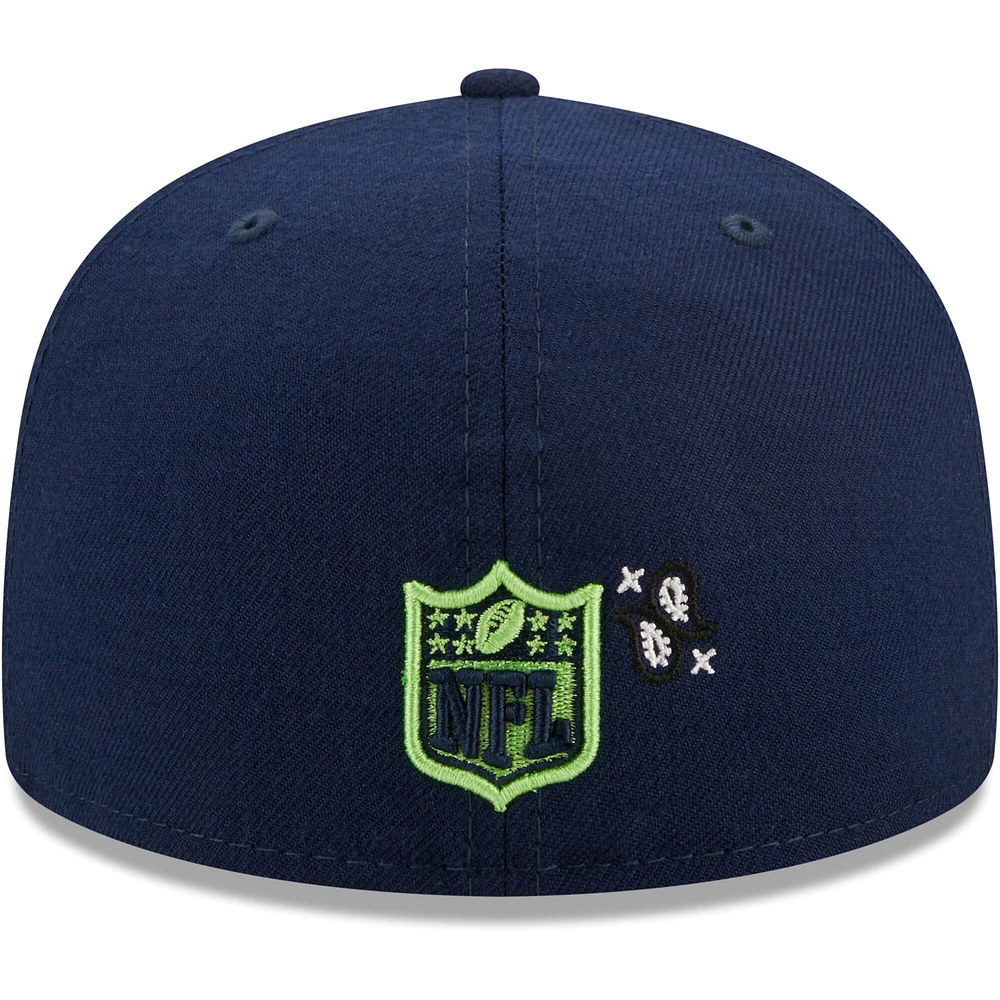 Men's New Era College Navy Seattle Seahawks Bandana 59FIFTY - Fitted Hat