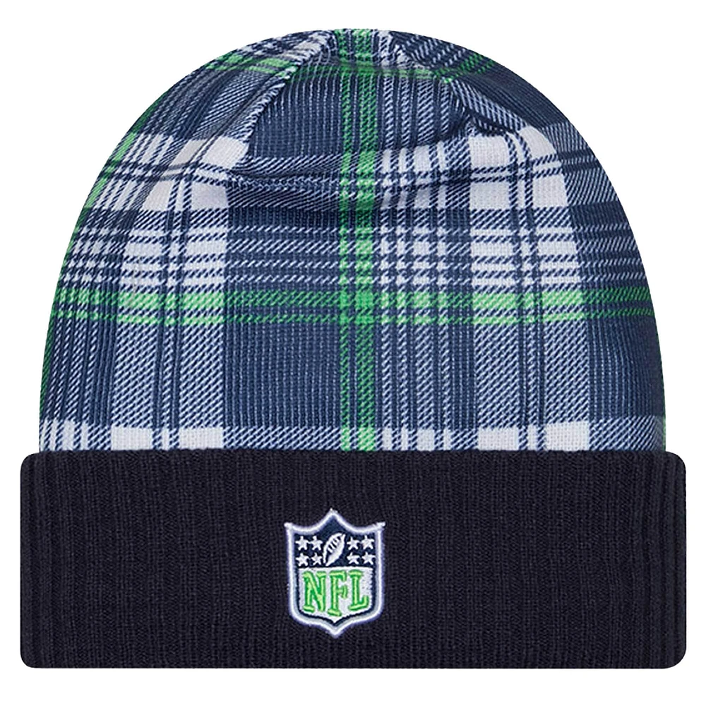 Men's New Era College Navy Seattle Seahawks Sideline Statement Cuffed Knit Hat