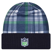 Men's New Era College Navy Seattle Seahawks Sideline Statement Cuffed Knit Hat