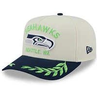 Men's New Era Cream/College Navy Seattle Seahawks 2025 NFL Draft 9FIFTY A-Frame Snapback Hat