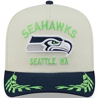 Men's New Era Cream/College Navy Seattle Seahawks 2025 NFL Draft 9FIFTY A-Frame Snapback Hat