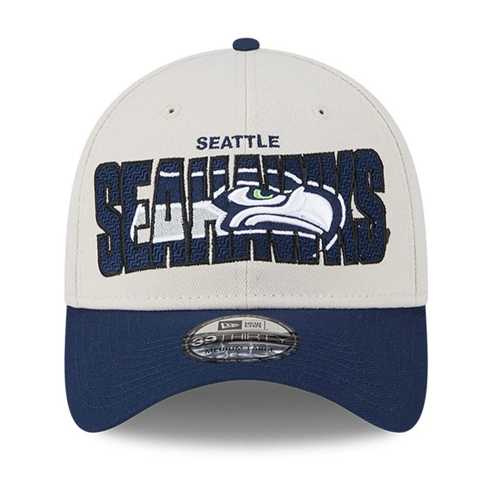 Casquette flex New Era Seattle Seahawks 2023 NFL Draft 39THIRTY crème pour homme