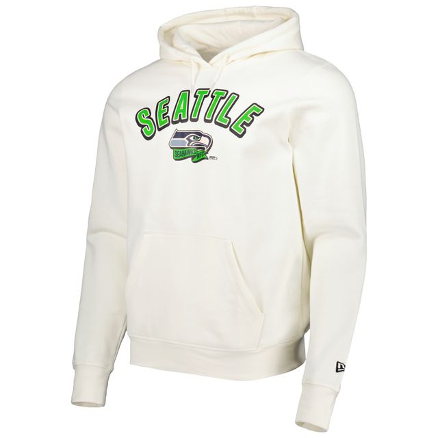 Sweat à capuche crème pour homme Seattle Seahawks Sideline Chrome Pullover New Era