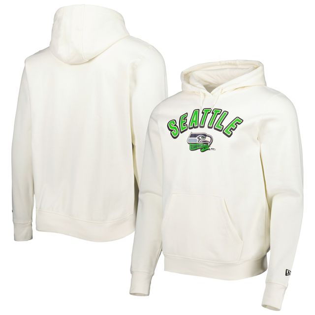 Sweat à capuche crème pour homme Seattle Seahawks Sideline Chrome Pullover New Era