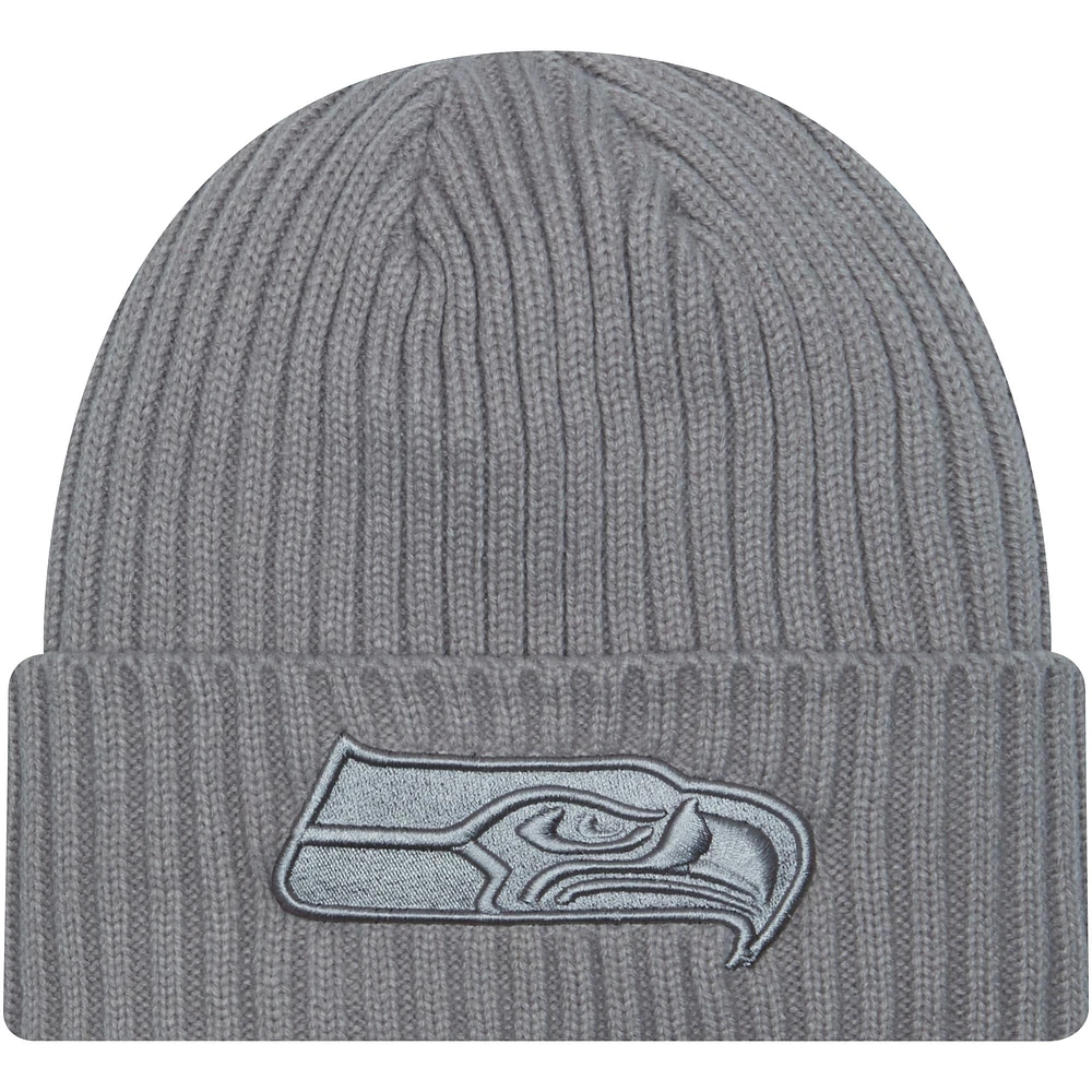 Men's New Era Gray Seattle Seahawks Color Pack Cuffed Knit Hat