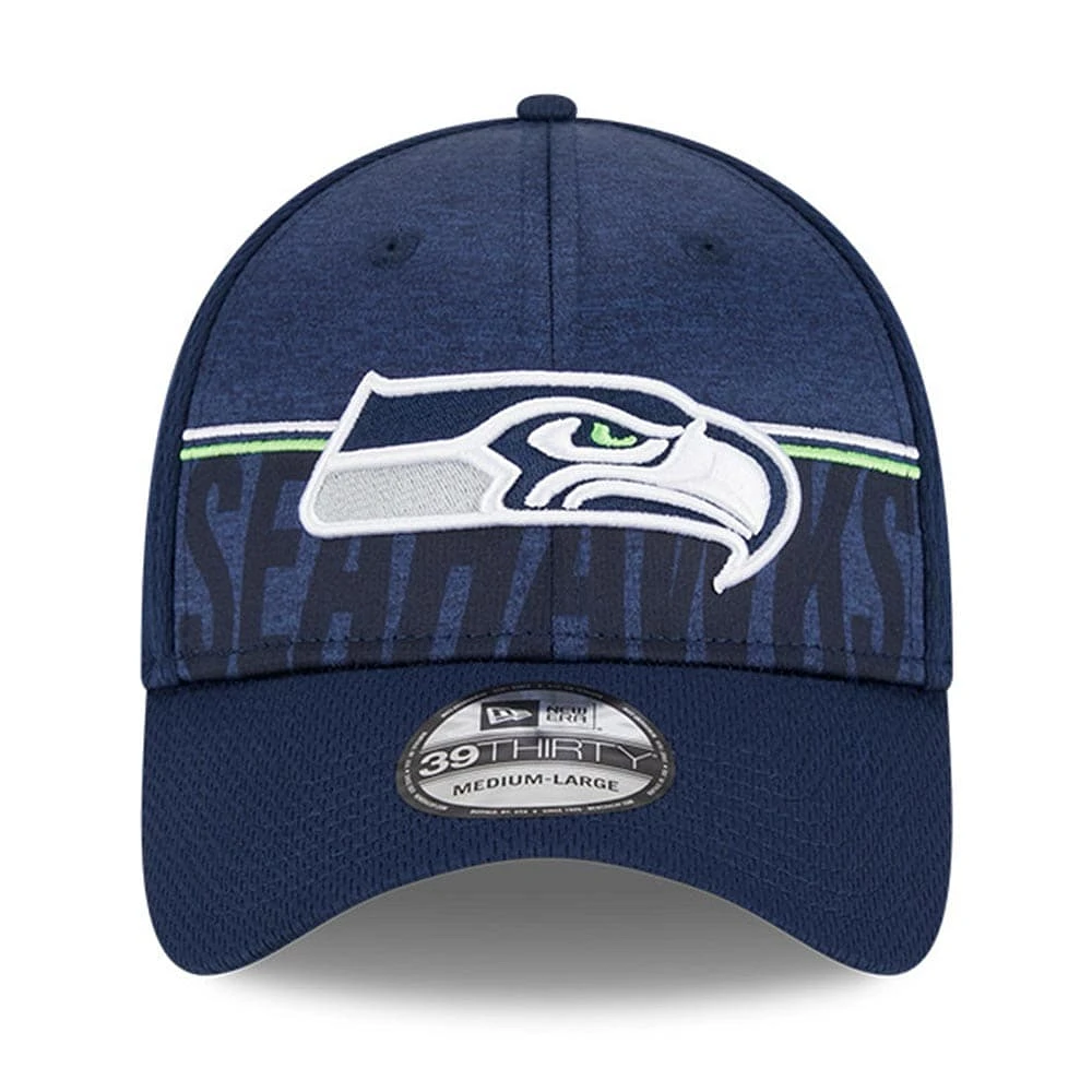 Casquette Flex Fit pour homme New Era Seattle Seahawks 2023 NFL Training Camp 39THIRTY bleu marine