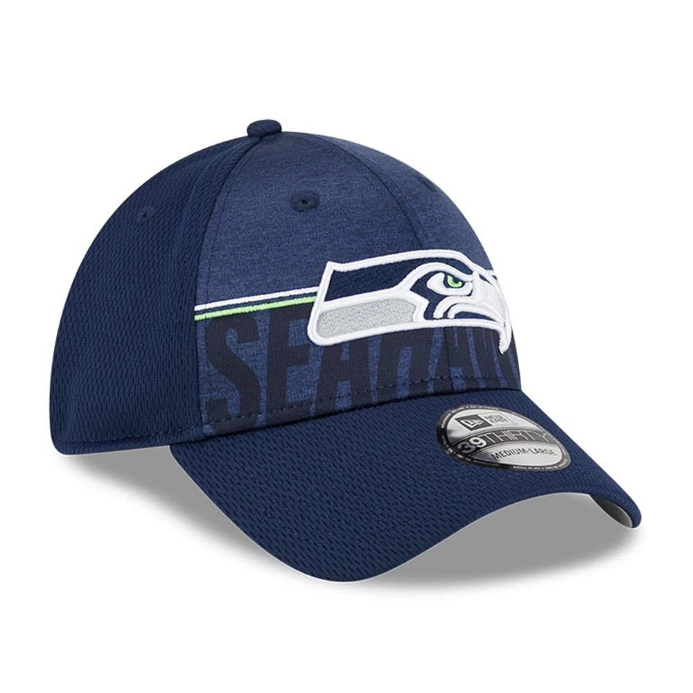 Casquette Flex Fit pour homme New Era Seattle Seahawks 2023 NFL Training Camp 39THIRTY bleu marine