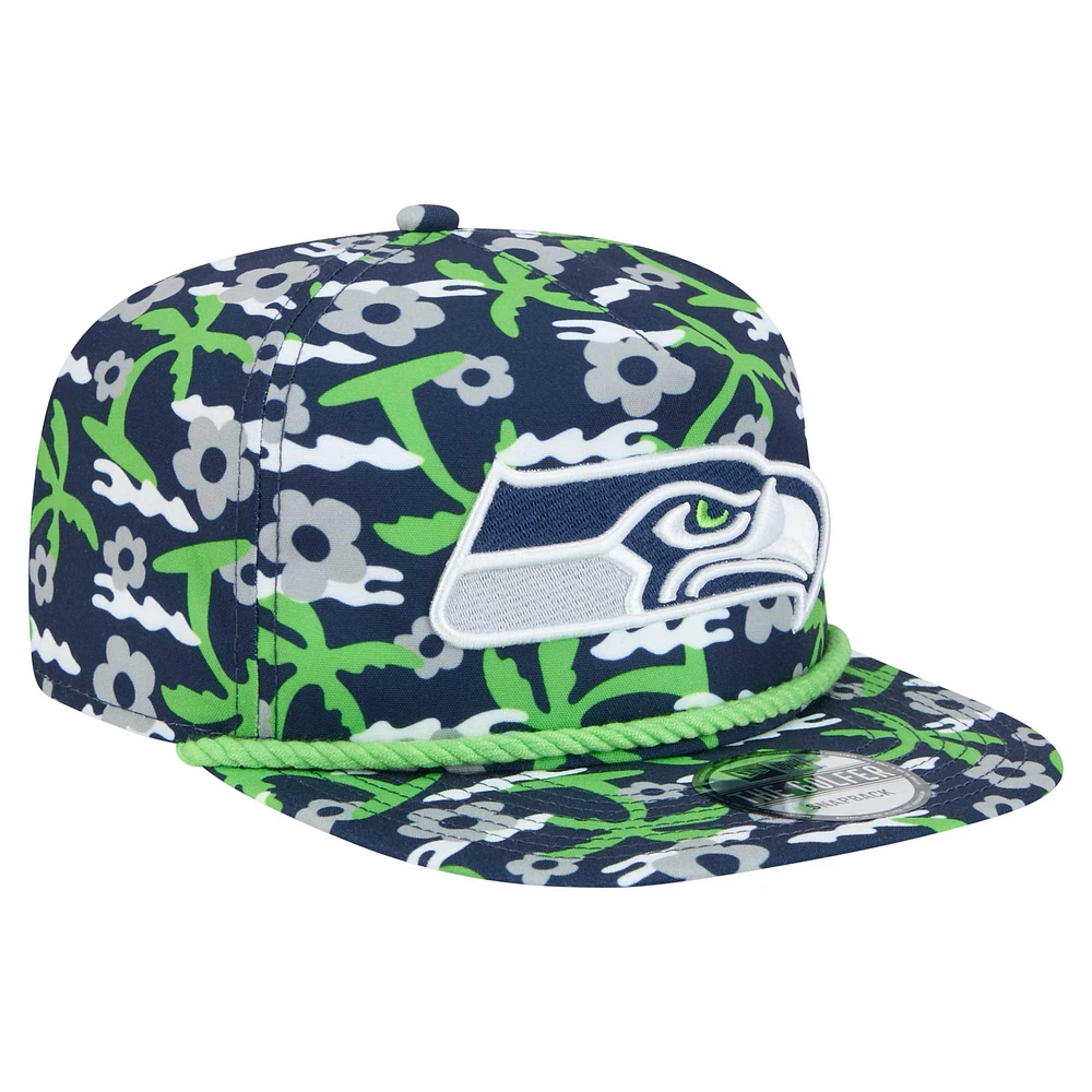 Men's New Era Navy Seattle Seahawks Wakey Wakey Golfer Snapback Hat