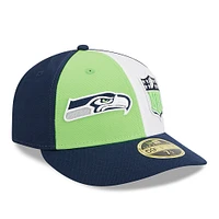 Men's New Era  Neon Green/College Navy Seattle Seahawks 2023 Sideline Low Profile 59FIFTY Fitted Hat