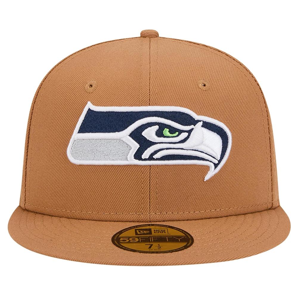 Men's New Era Tan Seattle Seahawks Color Pack 59FIFTY Fitted Hat with Side Patch