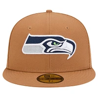 Men's New Era Tan Seattle Seahawks Color Pack 59FIFTY Fitted Hat with Side Patch