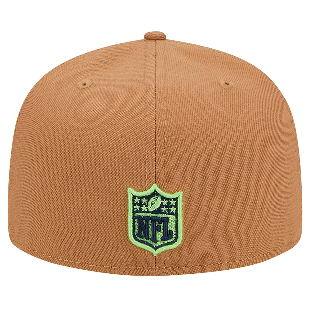 Men's New Era Tan Seattle Seahawks Color Pack 59FIFTY Fitted Hat with Side Patch