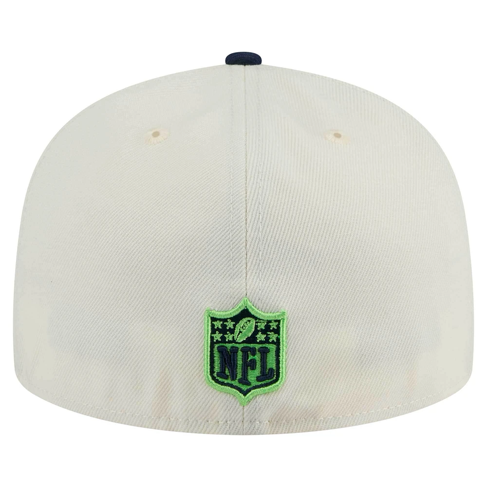Men's New Era White/College Navy Seattle Seahawks Main 59FIFTY Fitted Hat