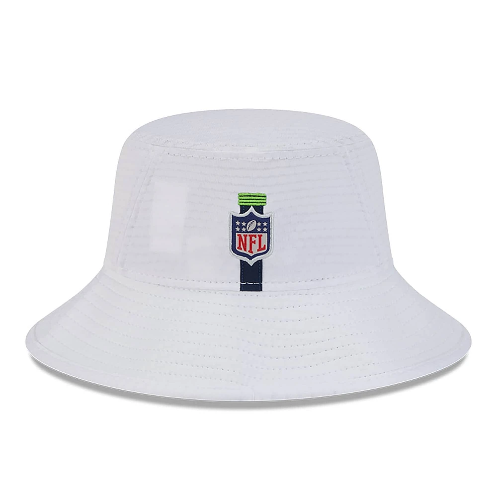 Men's New Era White Seattle Seahawks 2024 NFL Training Camp Stretch Bucket Hat