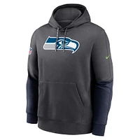 Men's Nike Anthracite Seattle Seahawks 2024 Sideline Club Pullover Hoodie