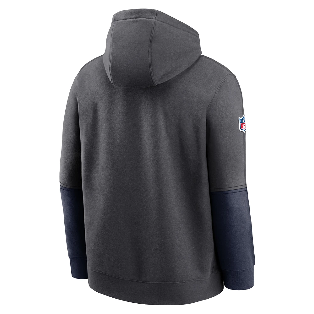 Men's Nike Anthracite Seattle Seahawks 2024 Sideline Club Pullover Hoodie