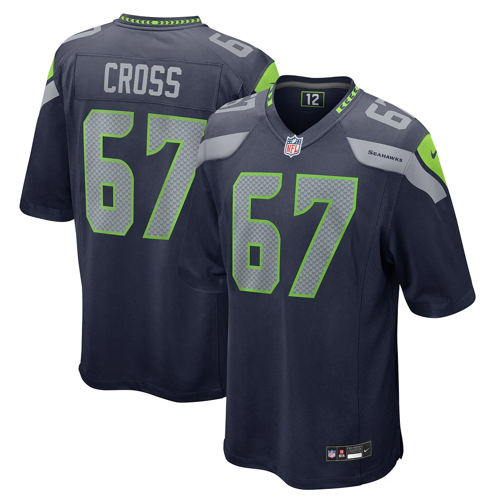 Maillot de match Nike Charles Cross College Navy Seattle Seahawks pour homme