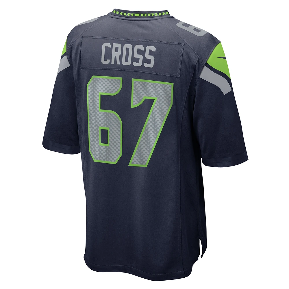 Maillot de match Nike Charles Cross College Navy Seattle Seahawks pour homme