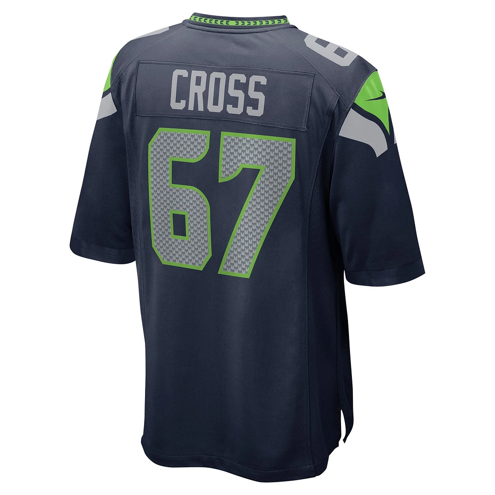 Maillot de jeu joueur Nike Charles Cross pour hommes, bleu marine, Seattle Seahawks