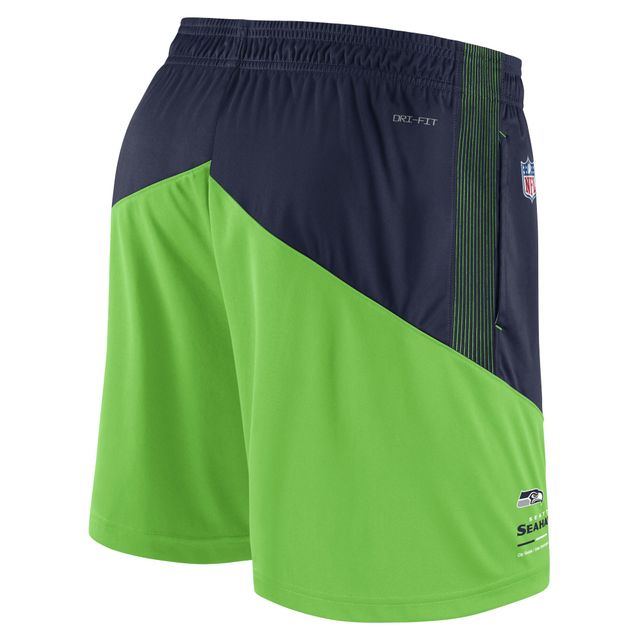 Short Performance Lockup des Seahawks de Seattle Nike pour homme - Bleu marine/Vert fluo
