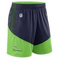 Short Performance Lockup des Seahawks de Seattle Nike pour homme - Bleu marine/Vert fluo