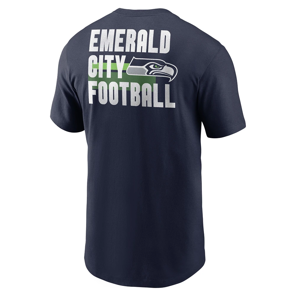 Men's Nike College Navy Seattle Seahawks Blitz Essential T-Shirt