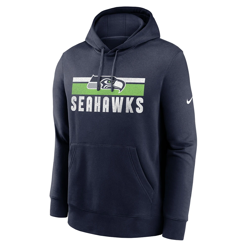 Men's Nike College Navy Seattle Seahawks Club Fleece Pullover Hoodie
