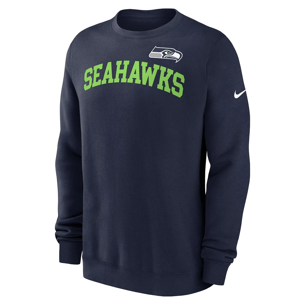 Men's Nike College Navy Seattle Seahawks Club Pullover Sweatshirt