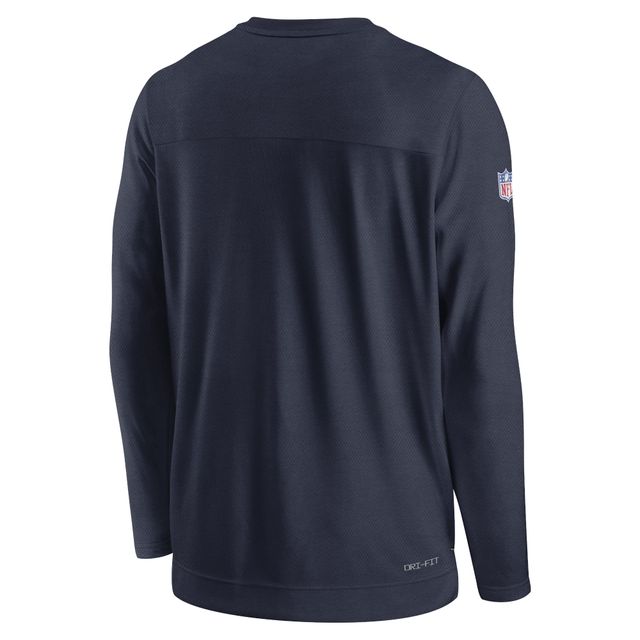 T-shirt à manches longues pour homme Nike College Navy Seattle Seahawks Sideline Lockup Performance