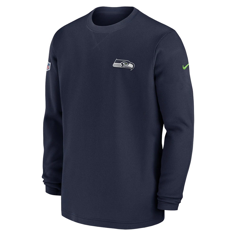 Men's Nike College Navy Seattle Seahawks Sideline Performance Long Sleeve T-Shirt