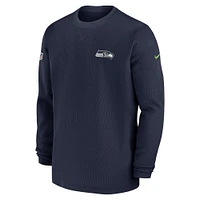 Men's Nike College Navy Seattle Seahawks Sideline Performance Long Sleeve T-Shirt