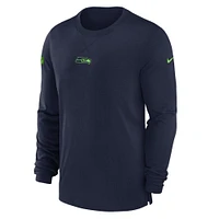 Men's Nike College Navy Seattle Seahawks Sideline Performance Long Sleeve T-Shirt