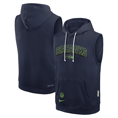 Sweat à capuche sans manches Nike College Navy Seattle Seahawks Sideline Performance pour homme