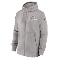 Men's Nike Gray Seattle Seahawks 2023/24 Sideline Club Full-Zip Hoodie