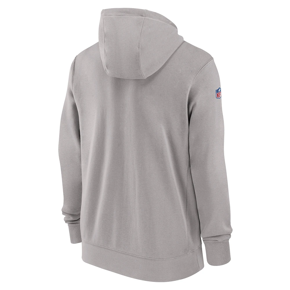 Men's Nike Gray Seattle Seahawks 2023/24 Sideline Club Full-Zip Hoodie