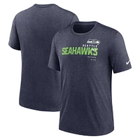 Men's Nike Heather College Navy Seattle Seahawks Wordmark Tri-Blend - T-Shirt