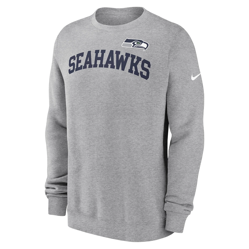 Men's Nike Heather Gray Seattle Seahawks Club Pullover Sweatshirt