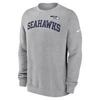 Men's Nike Heather Gray Seattle Seahawks Club Pullover Sweatshirt