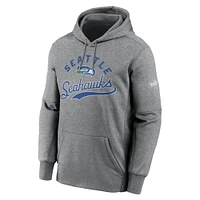 Men's Nike Heather Gray Seattle Seahawks Performance Fleece Pullover Hoodie
