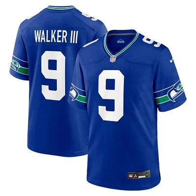 Maillot Nike Kenneth Walker III Royal Seattle Seahawks Throwback Player Game pour homme