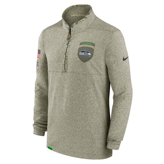 Nike Olive Seattle Seahawks 2022 Salute To Service - Haut à enfiler avec fermeture éclair sur le quart pour homme