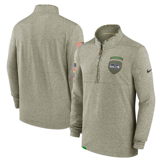 Nike Olive Seattle Seahawks 2022 Salute To Service - Haut à enfiler avec fermeture éclair sur le quart pour homme