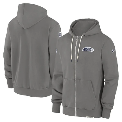 Sweat à capuche Nike Pewter Seattle Seahawks Player Performance entièrement zippé pour homme