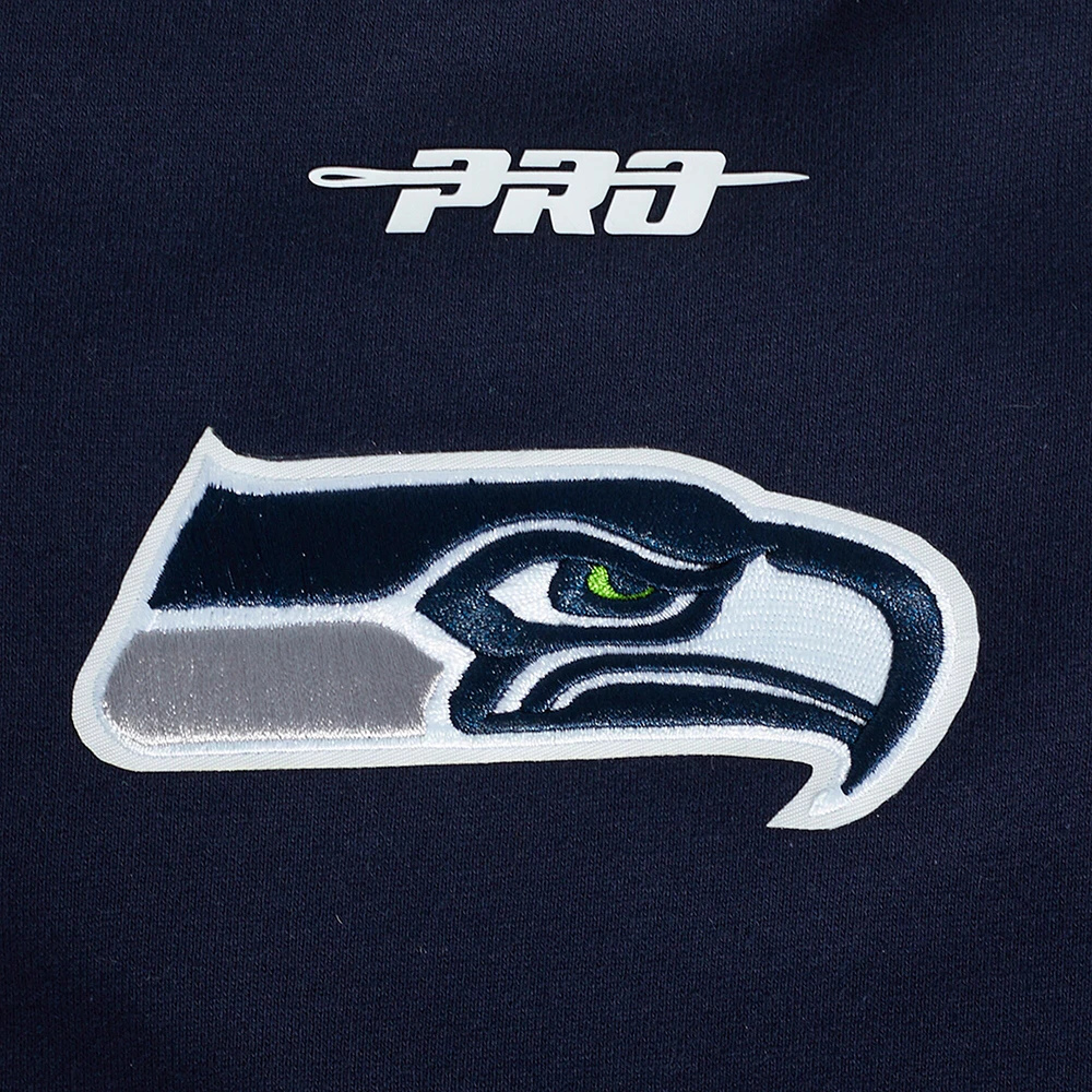 Men's Pro Standard College Navy Seattle Seahawks Turn It Up Drop Shoulder Pullover Sweatshirt