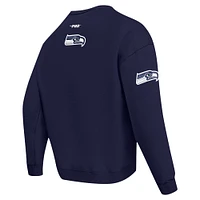 Men's Pro Standard College Navy Seattle Seahawks Turn It Up Drop Shoulder Pullover Sweatshirt